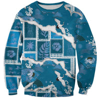 Hawaii Japanese Culture Blue Sweatshirt Spring Cranes Aloha Pattern