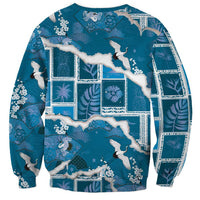 Hawaii Japanese Culture Blue Sweatshirt Spring Cranes Aloha Pattern