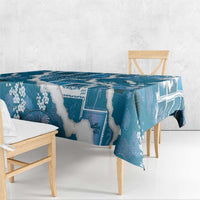 Hawaii Japanese Culture Blue Tablecloth Spring Cranes Aloha Pattern