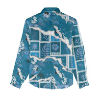 Hawaii Japanese Culture Blue Women Casual Shirt Spring Cranes Aloha Pattern LT01 - Polynesian Pride