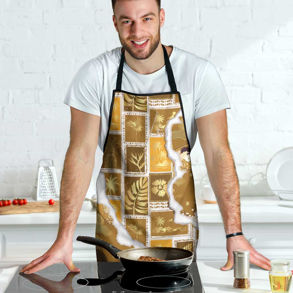 Hawaii Japanese Culture Gold Apron Spring Cranes Aloha Pattern