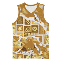 Hawaii Japanese Culture Gold Basketball Jersey Spring Cranes Aloha Pattern