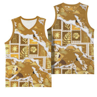 Hawaii Japanese Culture Gold Basketball Jersey Spring Cranes Aloha Pattern