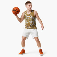 Hawaii Japanese Culture Gold Basketball Jersey Spring Cranes Aloha Pattern
