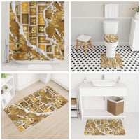 Hawaii Japanese Culture Gold Bathroom Set Spring Cranes Aloha Pattern