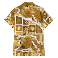 Hawaii Japanese Culture Gold Family Matching Mermaid Dress and Hawaiian Shirt Spring Cranes Aloha Pattern