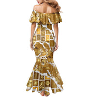 Hawaii Japanese Culture Gold Family Matching Mermaid Dress and Hawaiian Shirt Spring Cranes Aloha Pattern