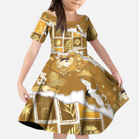 Hawaii Japanese Culture Gold Family Matching Summer Maxi Dress and Hawaiian Shirt Spring Cranes Aloha Pattern