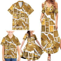 Hawaii Japanese Culture Gold Family Matching Summer Maxi Dress and Hawaiian Shirt Spring Cranes Aloha Pattern
