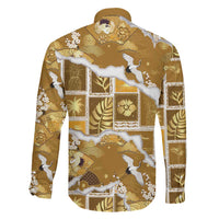 Hawaii Japanese Culture Gold Family Matching Summer Maxi Dress and Hawaiian Shirt Spring Cranes Aloha Pattern