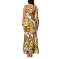 Hawaii Japanese Culture Gold Family Matching Tank Maxi Dress and Hawaiian Shirt Spring Cranes Aloha Pattern