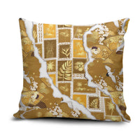 Hawaii Japanese Culture Gold Pillow Cover Spring Cranes Aloha Pattern