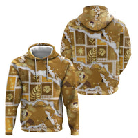 Hawaii Japanese Culture Gold Zip Hoodie Spring Cranes Aloha Pattern