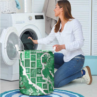 Hawaii Japanese Culture Green Laundry Basket Spring Cranes Aloha Pattern