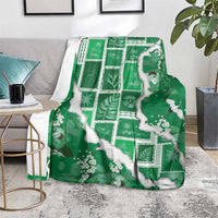 Hawaii Japanese Culture Green Blanket Spring Cranes Aloha Pattern