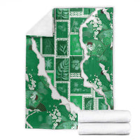 Hawaii Japanese Culture Green Blanket Spring Cranes Aloha Pattern