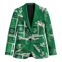 Hawaii Japanese Culture Green Blazer Spring Cranes Aloha Pattern