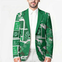 Hawaii Japanese Culture Green Blazer Spring Cranes Aloha Pattern