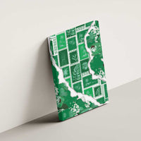 Hawaii Japanese Culture Green Canvas Wall Art Spring Cranes Aloha Pattern