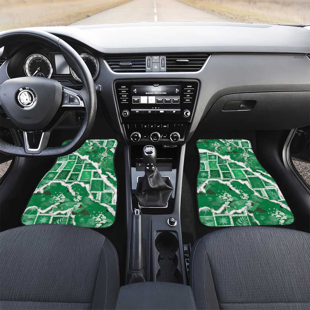 Hawaii Japanese Culture Green Car Mats Spring Cranes Aloha Pattern