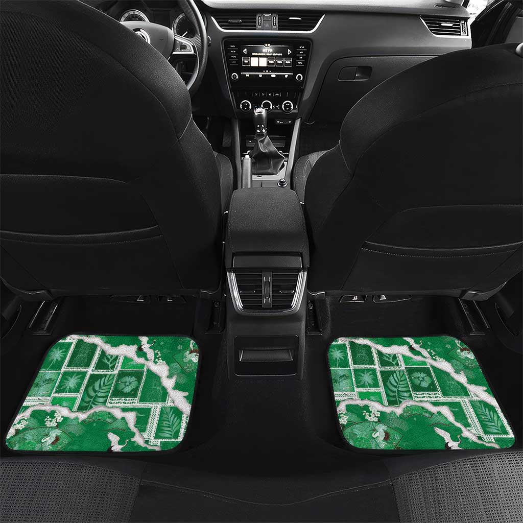 Hawaii Japanese Culture Green Car Mats Spring Cranes Aloha Pattern