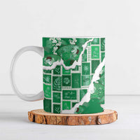 Hawaii Japanese Culture Green Ceramic Mug Spring Cranes Aloha Pattern