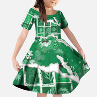 Hawaii Japanese Culture Green Family Matching Mermaid Dress and Hawaiian Shirt Spring Cranes Aloha Pattern