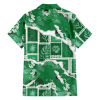 Hawaii Japanese Culture Green Family Matching Off Shoulder Maxi Dress and Hawaiian Shirt Spring Cranes Aloha Pattern LT01 - Polynesian Pride