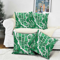 Hawaii Japanese Culture Green Pillow Cover Spring Cranes Aloha Pattern