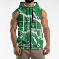 Hawaii Japanese Culture Green Sleeveless Zip Hoodie Spring Cranes Aloha Pattern LT01 - Polynesian Pride