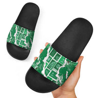 Hawaii Japanese Culture Green Slide Sandals Spring Cranes Aloha Pattern LT01 - Polynesian Pride