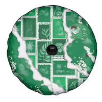 Hawaii Japanese Culture Green Spare Tire Cover Spring Cranes Aloha Pattern