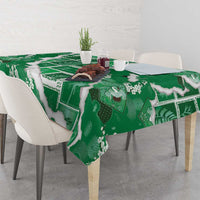 Hawaii Japanese Culture Green Tablecloth Spring Cranes Aloha Pattern