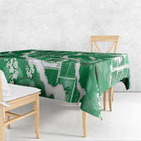 Hawaii Japanese Culture Green Tablecloth Spring Cranes Aloha Pattern