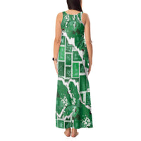 Hawaii Japanese Culture Green Tank Maxi Dress Spring Cranes Aloha Pattern