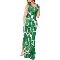 Hawaii Japanese Culture Green Tank Maxi Dress Spring Cranes Aloha Pattern