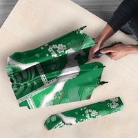 Hawaii Japanese Culture Green Umbrella Spring Cranes Aloha Pattern