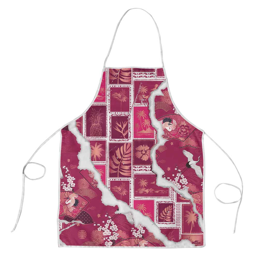 Hawaii Japanese Culture Pink Apron Spring Cranes Aloha Pattern