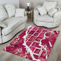 Hawaii Japanese Culture Pink Area Rug Spring Cranes Aloha Pattern LT01 - Polynesian Pride