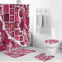 Hawaii Japanese Culture Pink Bathroom Set Spring Cranes Aloha Pattern LT01 Bathroom Set (4 pcs) Pink - Polynesian Pride
