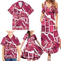 Hawaii Japanese Culture Pink Family Matching Summer Maxi Dress and Hawaiian Shirt Spring Cranes Aloha Pattern