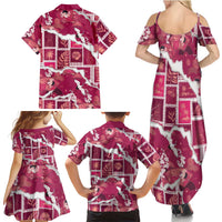 Hawaii Japanese Culture Pink Family Matching Summer Maxi Dress and Hawaiian Shirt Spring Cranes Aloha Pattern