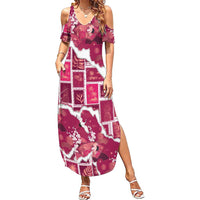 Hawaii Japanese Culture Pink Family Matching Summer Maxi Dress and Hawaiian Shirt Spring Cranes Aloha Pattern