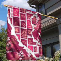 Hawaii Japanese Culture Pink Garden Flag Spring Cranes Aloha Pattern