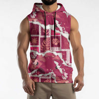 Hawaii Japanese Culture Pink Sleeveless Hoodie Spring Cranes Aloha Pattern LT01 - Polynesian Pride