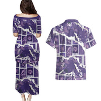 Hawaii Japanese Culture Purple Couples Matching Puletasi and Hawaiian Shirt Spring Cranes Aloha Pattern LT01 - Polynesian Pride