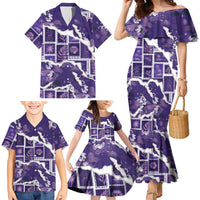 Hawaii Japanese Culture Purple Family Matching Mermaid Dress and Hawaiian Shirt Spring Cranes Aloha Pattern
