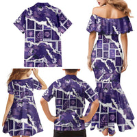 Hawaii Japanese Culture Purple Family Matching Mermaid Dress and Hawaiian Shirt Spring Cranes Aloha Pattern
