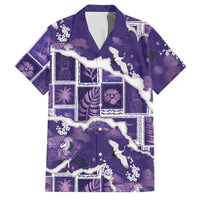 Hawaii Japanese Culture Purple Family Matching Summer Maxi Dress and Hawaiian Shirt Spring Cranes Aloha Pattern