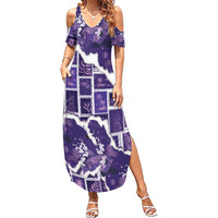 Hawaii Japanese Culture Purple Family Matching Summer Maxi Dress and Hawaiian Shirt Spring Cranes Aloha Pattern